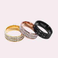Titanium Steel Couple Ring, Unisex & different size for choice & with rhinestone, more colors for choice, 8mm, Sold By PC