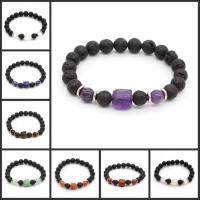 Gemstone Bracelet with Lava & Zinc Alloy & Unisex 11*9*9mm 8mm Sold Per Approx 7 Inch Strand