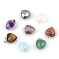 Gemstone Pendants Jewelry, Brass, with Gemstone, Heart, different materials for choice & Unisex, nickel, lead & cadmium free, 15x15x10mm, Length:Approx 20 Inch, Sold By PC