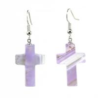Natural Gemstone Earrings Brass with Gemstone Cross & for woman nickel lead & cadmium free Sold By Pair