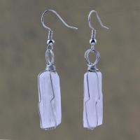Natural Gemstone Earrings, Brass, with Gypsum, for woman, nickel, lead & cadmium free, 30x10x7mm, Sold By Pair