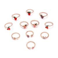 Zinc Alloy Ring Set plated eleven pieces & for woman & with rhinestone nickel lead & cadmium free Sold By Set
