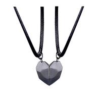 Couple Necklace Zinc Alloy with Magnet & Wax Cord with 5cm extender chain Heart plated 2 pieces & fashion jewelry & for couple nickel lead & cadmium free Length 60 cm Sold By Pair