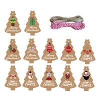 Kraft Ornements suspendus de Noël, avec corde en nylon, Impression, styles différents pour le choix, plus de couleurs à choisir, Vendu par fixé