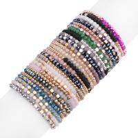 Crystal Bracelets, with Elastic Thread & Non Magnetic Hematite & Acrylic, Round, fashion jewelry & for woman, more colors for choice, 3mm,4x3mm, Length:Approx 18 cm, Sold By Set