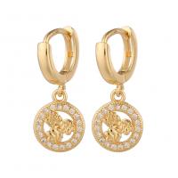 Huggie Hoop Drop Earring Brass gold color plated micro pave cubic zirconia & for woman Sold By PC