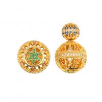 Cubic Zirconia Micro Pave Brass Earring, gold color plated, micro pave cubic zirconia & for woman, 18x30mm, Sold By Pair