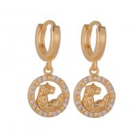 Huggie Hoop Drop Earring Brass Animal gold color plated & micro pave cubic zirconia & for woman Sold By Pair