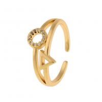 Cúbicos Circonia Micro Pave anillo de latón, metal, chapado en color dorado, Ajustable & más tamaños para la opción & micro arcilla de zirconia cúbica & para mujer, Vendido por UD
