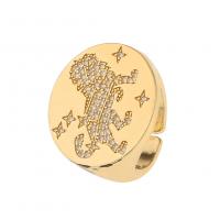 Cubique anneau en laiton Circonia Micro Pave, Placage de couleur d'or, Réglable & pavé de micro zircon & pour femme, plus de couleurs à choisir, Vendu par PC