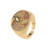 Kubieke Circonia Micro Pave Brass Ring, Messing, gold plated, Verstelbare & micro pave zirconia & voor vrouw, meer kleuren voor de keuze, Verkocht door PC