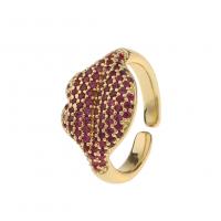 Cubic Zirconia Micro Pave Brass Ring Lip gold color plated Adjustable & micro pave cubic zirconia & for woman Sold By PC