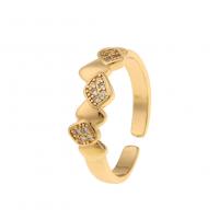 Cubique anneau en laiton Circonia Micro Pave, Placage de couleur d'or, Réglable & multiple tailles pour le choix & pavé de micro zircon & pour femme, Vendu par PC