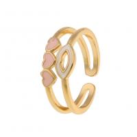 Brass Cuff Finger Ring gold color plated Adjustable & for woman & enamel Sold By PC