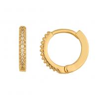 Brass Huggie Hoop Earring, gold color plated, micro pave cubic zirconia & for woman, 13mm, Sold By Pair