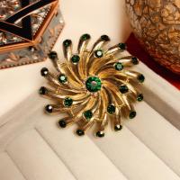 Tibetan Style Brooches, gold color plated, Unisex & with rhinestone, nickel, lead & cadmium free, 50mm, 10PCs/Lot, Sold By Lot