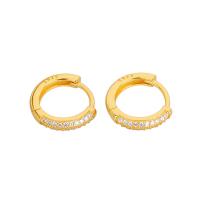 925 Sterling Silver Huggie Hoop Earring Donut plated micro pave cubic zirconia & for woman Sold By Pair