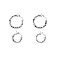 925 Sterling Silver Huggie Hoop Earring, Donut, platinum color plated, different size for choice & for woman, Sold By Pair