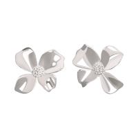 925 Sterling Silver Stud Earrings Flower plated for woman Sold By Pair