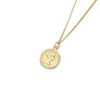 925 Sterling Silver Necklaces, with 2.16 inch extender chain, Flat Round, gold color plated, for woman, 17x20mm, Length:Approx 14.96 Inch, Sold By PC