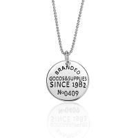 925 Sterling Silver Necklaces, with 1.77 inch extender chain, Flat Round, platinum color plated, with letter pattern & for woman, 17.50mm, Length:Approx 15.35 Inch, Sold By PC