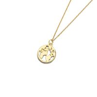 925 Sterling Silver Necklaces with 2.16 inch extender chain Flat Round gold color plated for woman & hollow Length Approx 14.96 Inch Sold By PC