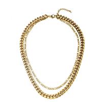 Multi Layer Necklace, 304 Stainless Steel, with 1.97inch extender chain, Vacuum Plating, Double Layer & fashion jewelry & Unisex, more colors for choice, Length:Approx 17.72 Inch, Sold By PC