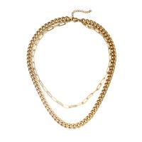 Multi Layer Necklace, 304 Stainless Steel, with 1.97inch extender chain, Vacuum Plating, Double Layer & fashion jewelry & Unisex, more colors for choice, Length:Approx 17.72 Inch, Sold By PC