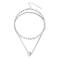 Mode-Multi-Layer-Halskette, 304 Edelstahl, mit Verlängerungskettchen von 3.94inch, Modeschmuck & unisex & verschiedene Stile für Wahl, keine, Länge ca. 15.75 ZollInch, ca. 13.78 ZollInch, verkauft von PC