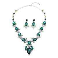 Crystal Jewelry Sets earring & necklace Zinc Alloy with Crystal zinc alloy lobster clasp zinc alloy post pin for woman & with rhinestone 15-60mm Sold By Set