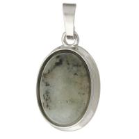 Gemstone Pendants Jewelry, Brass, with Labradorite, fashion jewelry & DIY, grey, 17x25x8mm, Hole:Approx 5mm, Sold By PC