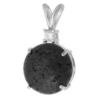 Gemstone Pendants Jewelry, Brass, with Lava, fashion jewelry & DIY, black, 15x28x11mm, Hole:Approx 4mm, Sold By PC