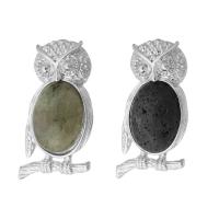 Gemstone Pendants Jewelry Brass with Gemstone Owl fashion jewelry & DIY Approx 5mm Sold By PC