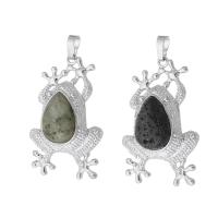Bijoux Pendentifs en pierres gemmes, laiton, avec pierre gemme, grenouille, bijoux de mode & DIY, plus de couleurs à choisir, 29x45x11mm, Trou:Environ 5mm, Vendu par PC