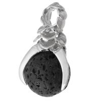 Gemstone Pendants Jewelry, Brass, with Lava, fashion jewelry & DIY, black, 16x34x18.50mm, Hole:Approx 5mm, Sold By PC