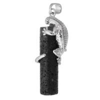 Bijoux Pendentifs en pierres gemmes, laiton, Lézard, bijoux de mode & DIY, noire, 16x46x14mm, Trou:Environ 5mm, Vendu par PC