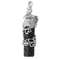 Gemstone Pendants Jewelry, Brass, with Lava, Phoenix, fashion jewelry & DIY, black, 16x47x13mm, Hole:Approx 5mm, Sold By PC