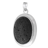 Gemstone Pendants Jewelry, Brass, with Lava, fashion jewelry & DIY, black, 25x36x10mm, Hole:Approx 5mm, Sold By PC