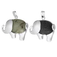 Gemstone Pendants Jewelry Brass with Gemstone Elephant fashion jewelry & DIY Approx 5mm Sold By PC