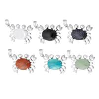 Gemstone Pendants Jewelry, Brass, with Gemstone, Crab, fashion jewelry & DIY, more colors for choice, 33x22x7mm, Hole:Approx 5mm, Sold By PC