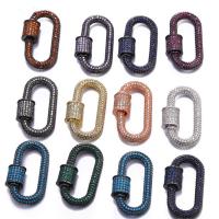 Brass Screw Carabiner Lock Charms plated DIY & micro pave cubic zirconia nickel lead & cadmium free Sold By PC