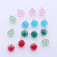 Crystal Pendants, with Brass, Round, gold color plated, DIY, more colors for choice, 15mm, Sold By PC