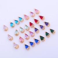 Crystal Pendants, with Brass, Teardrop, gold color plated, DIY & faceted, more colors for choice, 9x14mm, Sold By PC