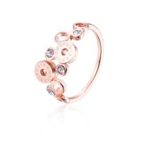Titanium Steel Finger Ring Donut Vacuum Ion Plating & for woman & with rhinestone rose gold color 7mm Sold By PC