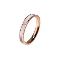 титан Кольцо, с Белая ракушка, Кольцевая форма, разный размер для выбора & Женский, под розовое золото, 2.50mm, продается PC