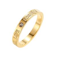 Titanium Steel Finger Ring Donut Vacuum Ion Plating & for woman & with rhinestone golden 3mm Sold By PC