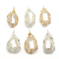Freshwater Pearl Pendants Resin with brass wire & Freshwater Pearl irregular plated DIY 20x40- Sold By PC