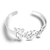 304 Stainless Steel Cuff Bangle, polished, fashion jewelry & Unisex, original color, 70x65mm, Sold By PC