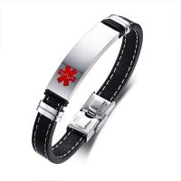 Stainless Steel Jewelry Bracelet, 304 Stainless Steel, with Microfiber PU, fashion jewelry & for man, 41x12mm, Length:Approx 8.27 Inch, Sold By PC