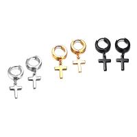 Huggie Hoop Drop Earring 304 Stainless Steel Cross Vacuum Ion Plating fashion jewelry & Unisex Sold By PC